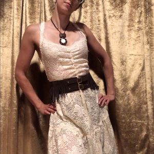 Free people white lace prairie dress medium